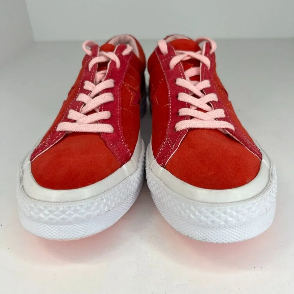 Converse Kids 261791C Enamel Red Pink Pop Leather One Star Low Size 7 Sneakers
